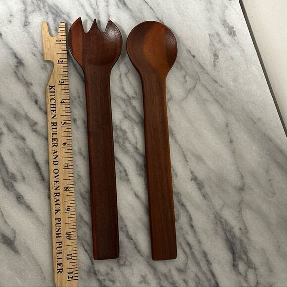 Michael Graves teak wood Salad Serving Utensils - Picture 5 of 6
